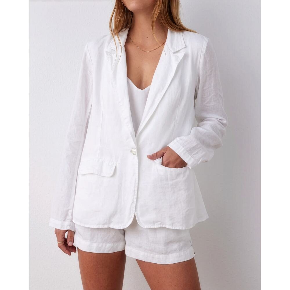 Bella Dahl Easy Blazer Womens White Linen Single Button Jacket NWT XS